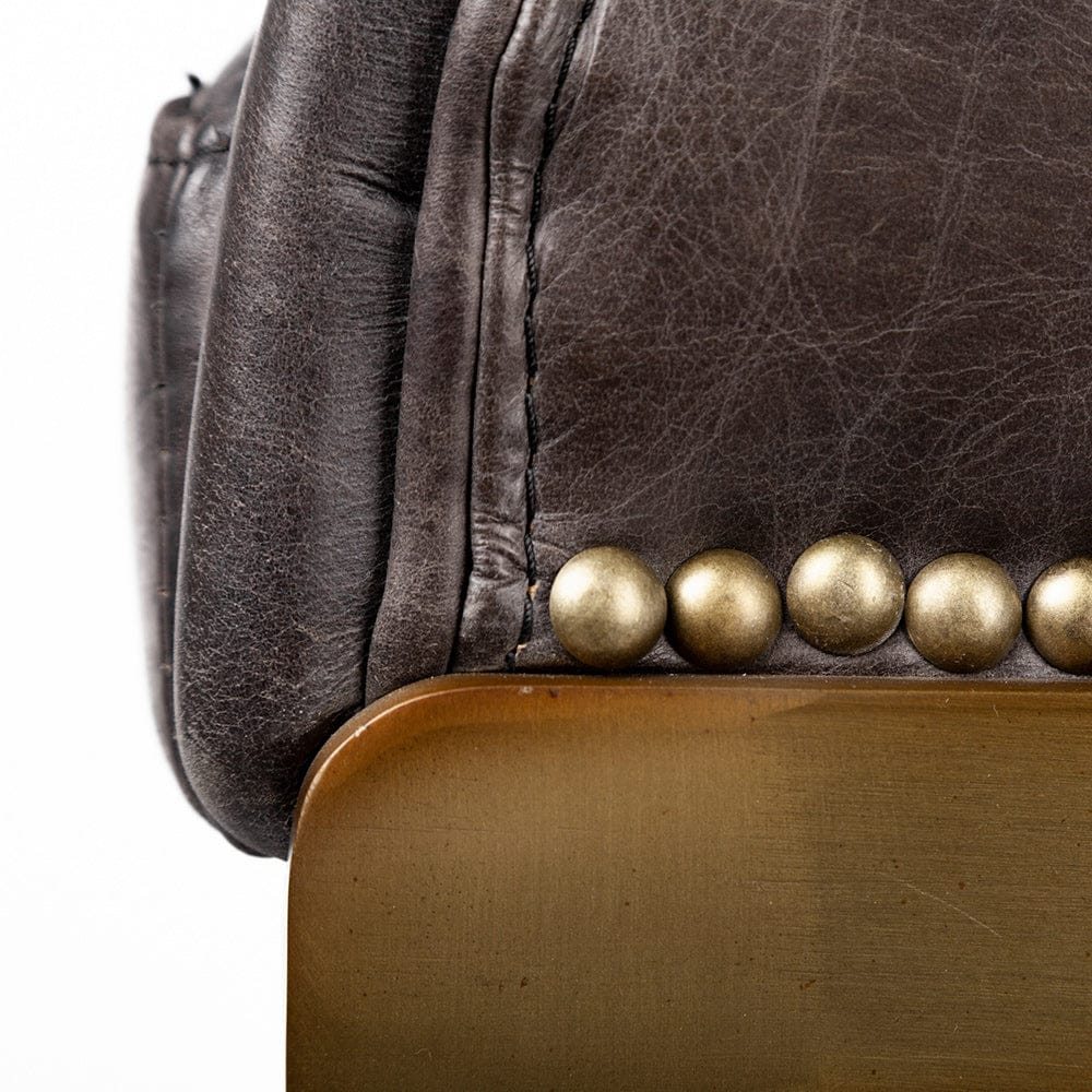 Mercana - Hollyfield II Black Leather Seat Gold Metal Base Bar Stool - 67080 view 4