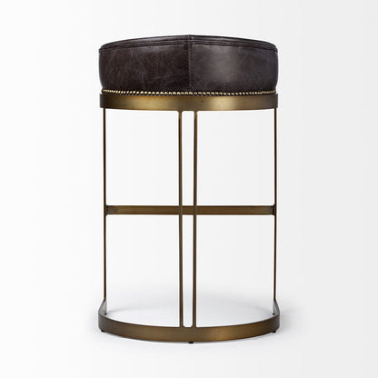 Mercana - Hollyfield II Black Leather Seat Gold Metal Base Bar Stool - 67080 view 6