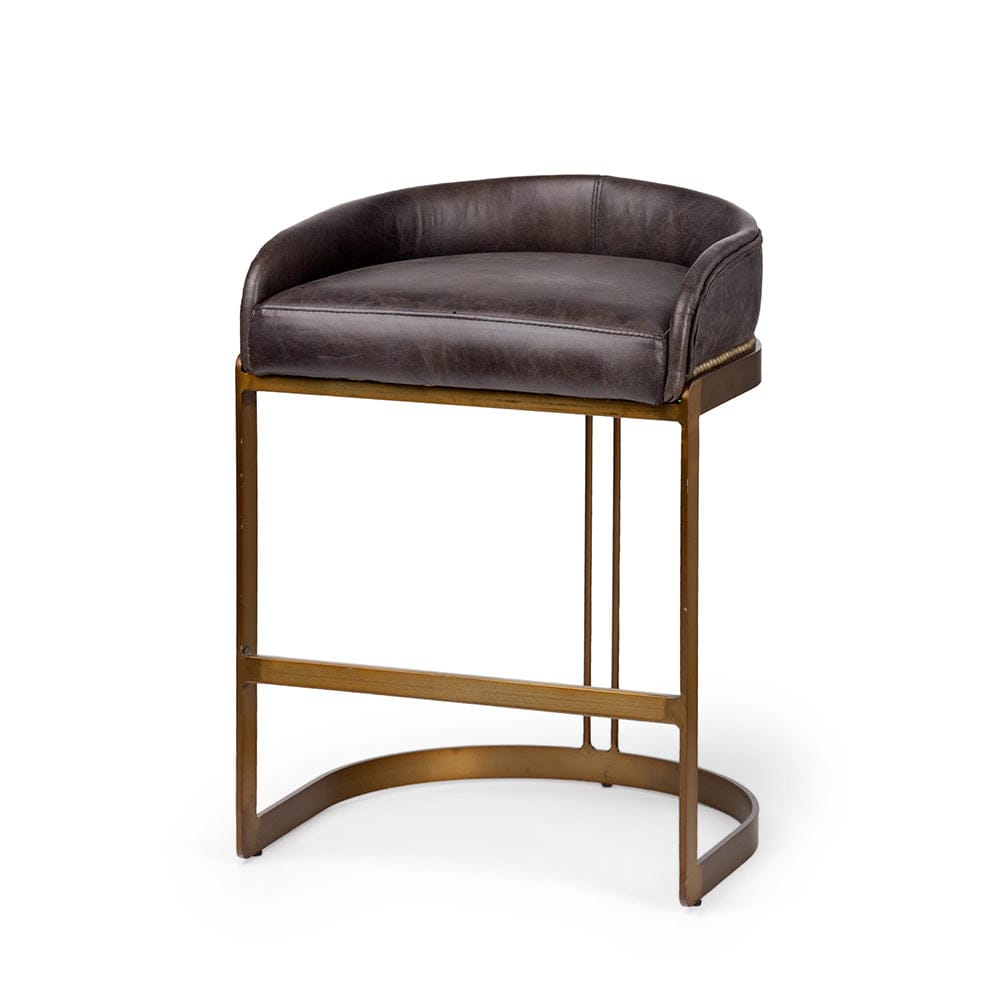 Mercana - Hollyfield II Black Leather Seat Gold Metal Base Counter Stool - 67079 view 1