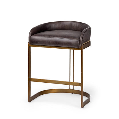 Mercana - Hollyfield II Black Leather Seat Gold Metal Base Counter Stool - 67079 view 1
