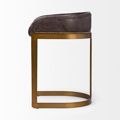 Mercana - Hollyfield II Black Leather Seat Gold Metal Base Counter Stool - 67079 view 3