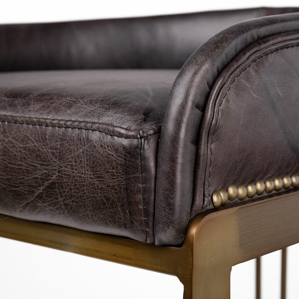 Mercana - Hollyfield II Black Leather Seat Gold Metal Base Counter Stool - 67079 view 5