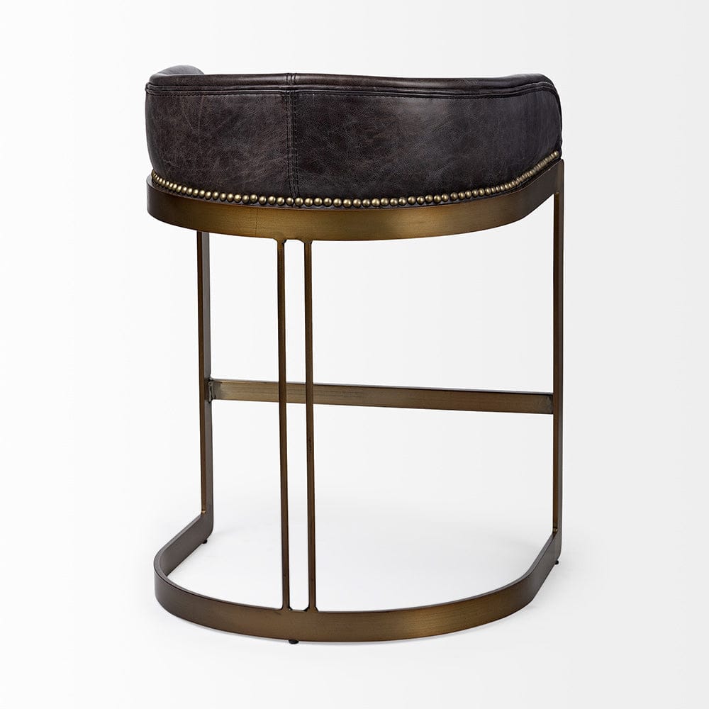 Mercana - Hollyfield II Black Leather Seat Gold Metal Base Counter Stool - 67079 view 7