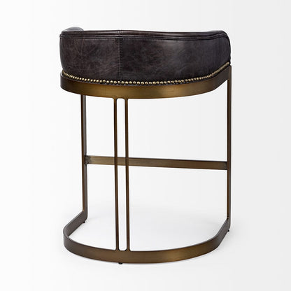 Mercana - Hollyfield II Black Leather Seat Gold Metal Base Counter Stool - 67079 view 7