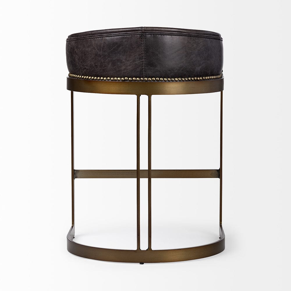 Mercana - Hollyfield II Black Leather Seat Gold Metal Base Counter Stool - 67079 view 8