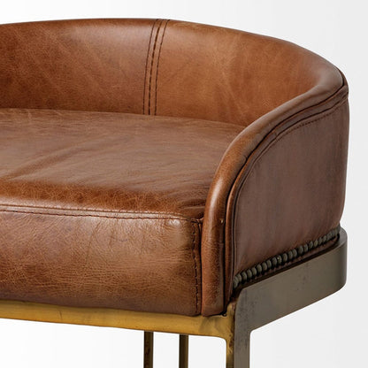 Mercana - Hollyfield II Brown Leather Seat Gold Metal Base Bar Stool - 68574 view 2