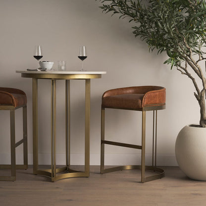 Mercana - Hollyfield II Brown Leather Seat Gold Metal Base Bar Stool - 68574 view 8