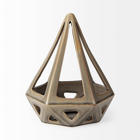 Mercana - Hood 7.7L x 7.7W x 9.4H Bronze Geometric Ceramic Object - 69478_CLOSEOUT view 2