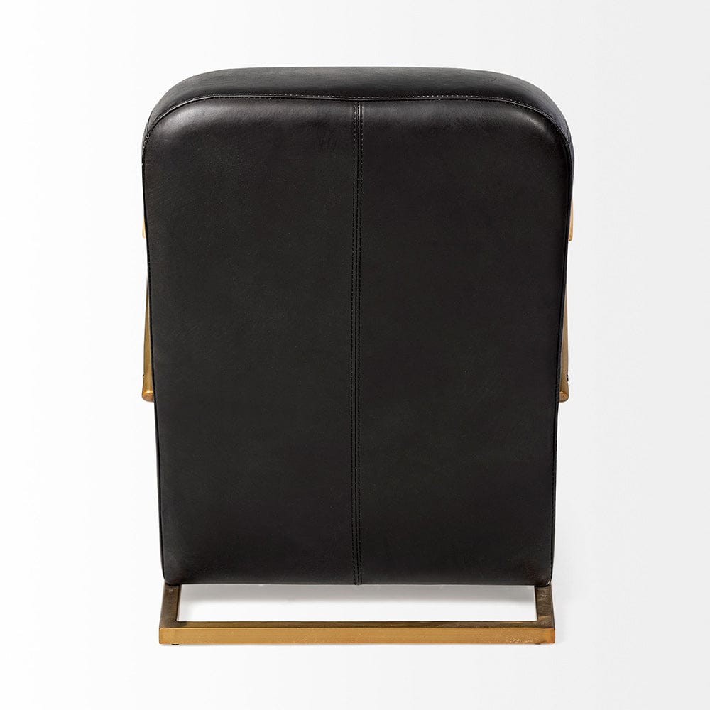 Mercana - Horace I Black Leather Diamond Pattern w/Gold Iron Frame Accent Chair - 50406 view 7