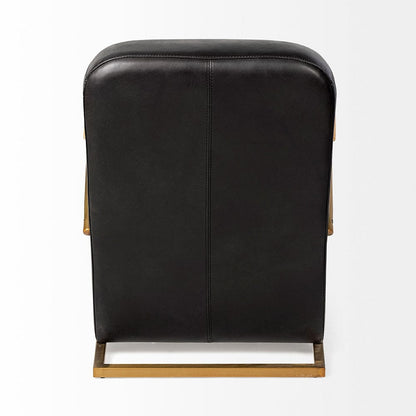 Mercana - Horace I Black Leather Diamond Pattern w/Gold Iron Frame Accent Chair - 50406 view 7