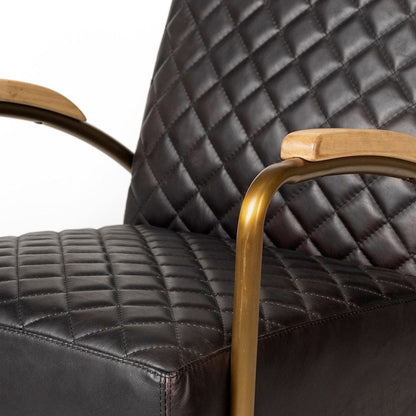 Mercana - Horace I Black Leather Diamond Pattern w/Gold Iron Frame Accent Chair - 50406 view 13