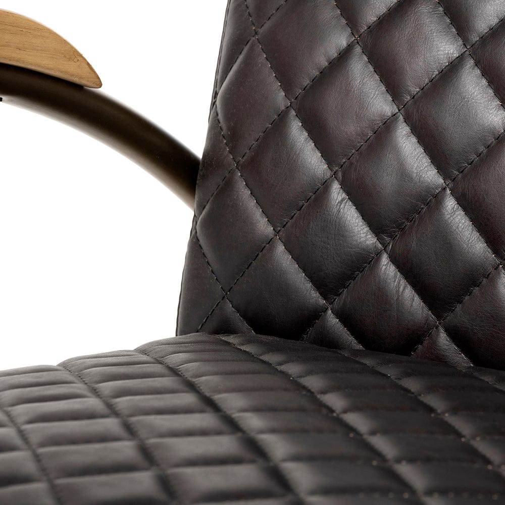Mercana - Horace I Black Leather Diamond Pattern w/Gold Iron Frame Accent Chair - 50406 view 14