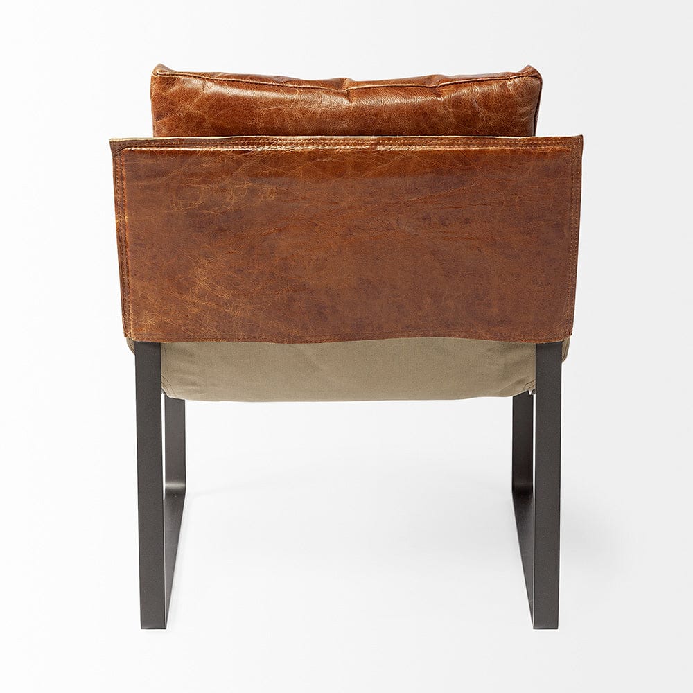 Mercana - Hornet I 27.0L x 35.0W x 36.0H Brown Leather Unibody Seat w/ Black Metal Frame Accent Chair - 50405 view 3