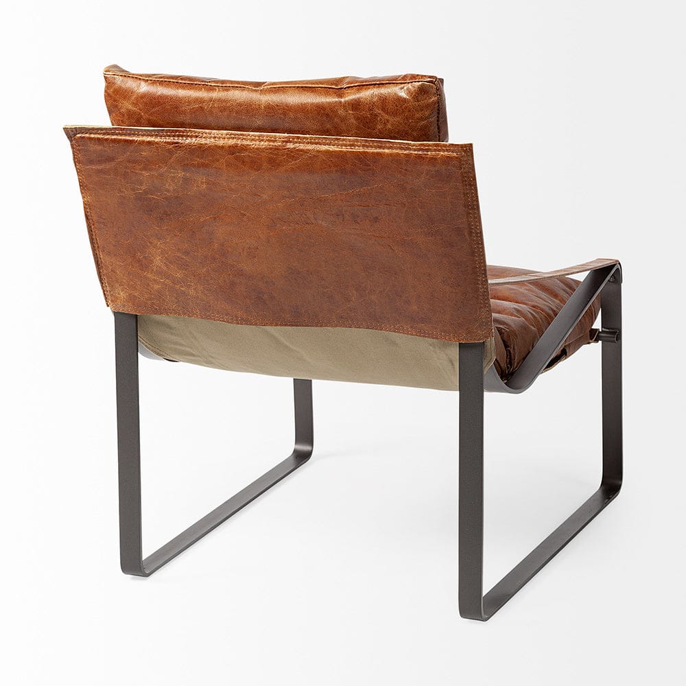 Mercana - Hornet I 27.0L x 35.0W x 36.0H Brown Leather Unibody Seat w/ Black Metal Frame Accent Chair - 50405 view 4