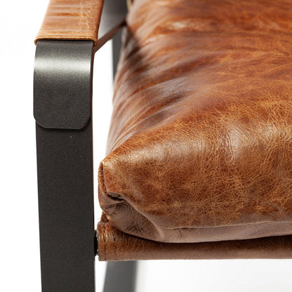 Mercana - Hornet I 27.0L x 35.0W x 36.0H Brown Leather Unibody Seat w/ Black Metal Frame Accent Chair - 50405 view 7