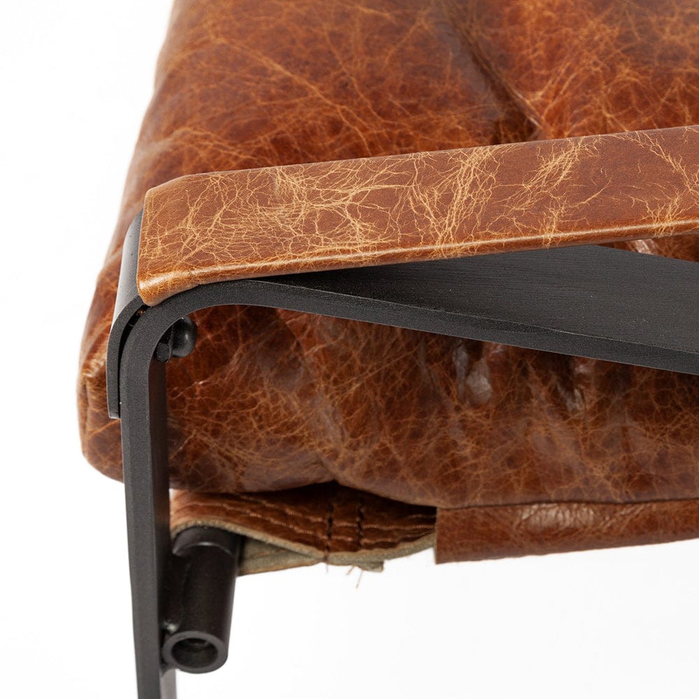 Mercana - Hornet I 27.0L x 35.0W x 36.0H Brown Leather Unibody Seat w/ Black Metal Frame Accent Chair - 50405 view 8