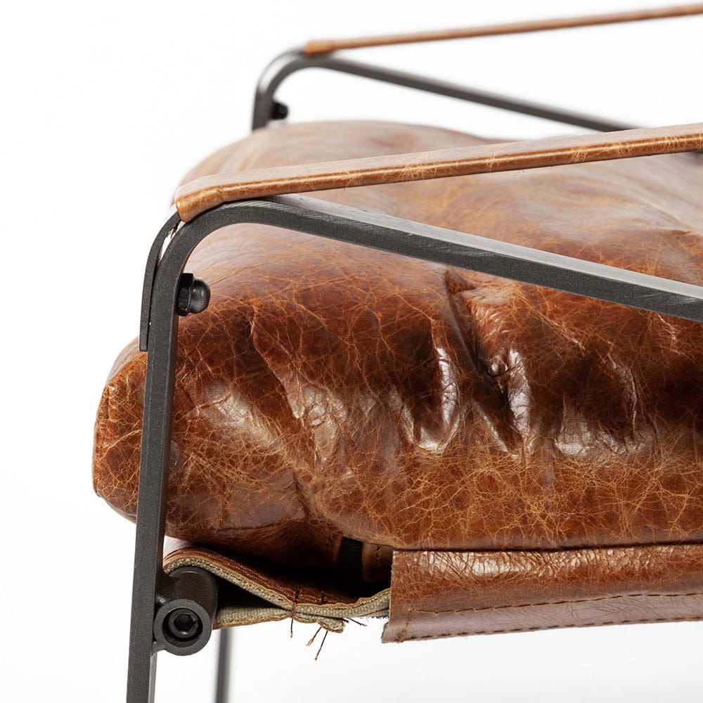 Mercana - Hornet I 27.0L x 35.0W x 36.0H Brown Leather Unibody Seat w/ Black Metal Frame Accent Chair - 50405 view 9