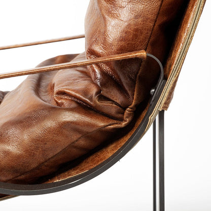 Mercana - Hornet I 27.0L x 35.0W x 36.0H Brown Leather Unibody Seat w/ Black Metal Frame Accent Chair - 50405 view 10