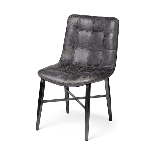 Mercana - Horsdal Black Genuine Leather Seat w/ Black Metal Frame Dining Chair - 50409_CLOSEOUT view 1