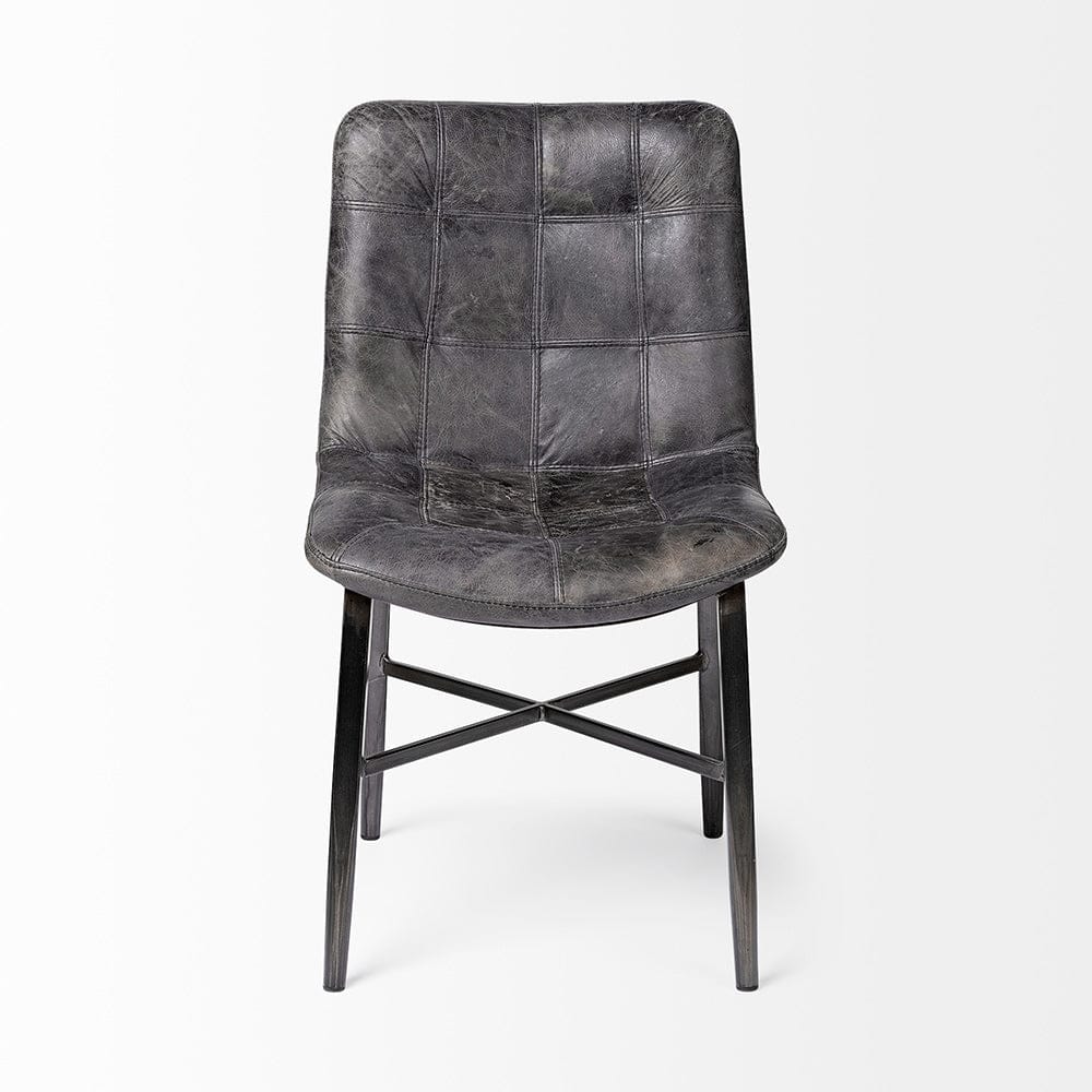 Mercana - Horsdal Black Genuine Leather Seat w/ Black Metal Frame Dining Chair - 50409_CLOSEOUT view 2