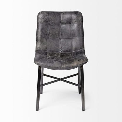 Mercana - Horsdal Black Genuine Leather Seat w/ Black Metal Frame Dining Chair - 50409_CLOSEOUT view 2