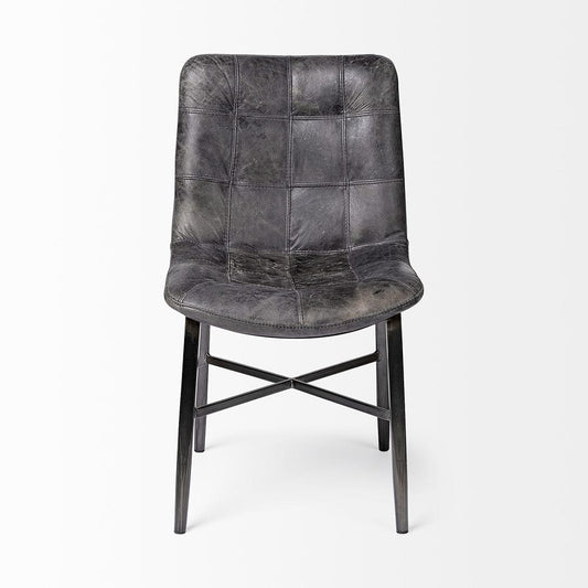 Mercana - Horsdal Black Genuine Leather Seat w/ Black Metal Frame Dining Chair - 50409_CLOSEOUT view 2