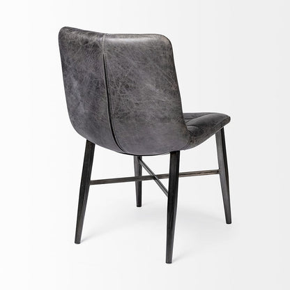 Mercana - Horsdal Black Genuine Leather Seat w/ Black Metal Frame Dining Chair - 50409_CLOSEOUT view 3