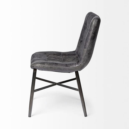 Mercana - Horsdal Black Genuine Leather Seat w/ Black Metal Frame Dining Chair - 50409_CLOSEOUT view 6