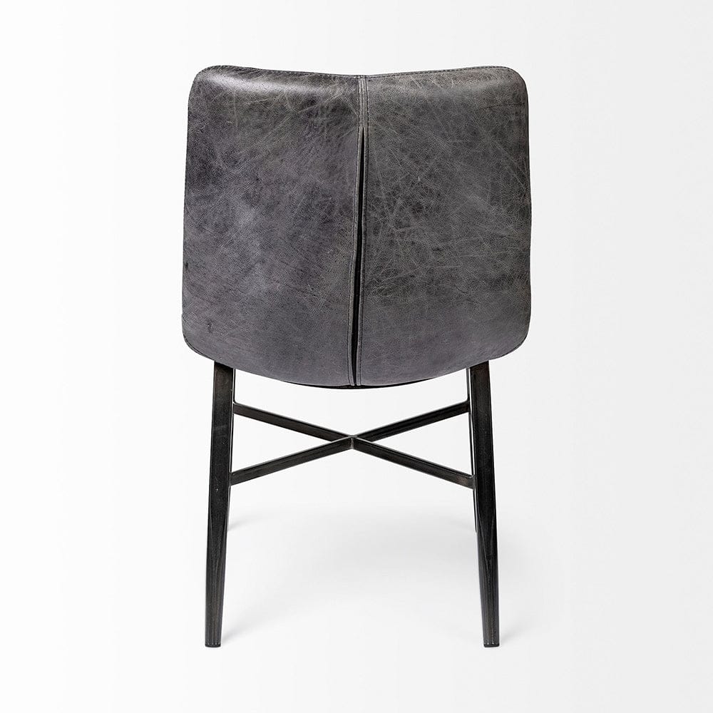 Mercana - Horsdal Black Genuine Leather Seat w/ Black Metal Frame Dining Chair - 50409_CLOSEOUT view 7