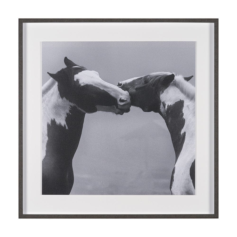 Mercana - Horse Harmony - Nuzzle by Laura Warren a Hand Embellished Framed Art Print Matted under Glass - 15766 view 1