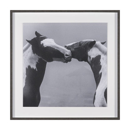 Mercana - Horse Harmony - Nuzzle by Laura Warren a Hand Embellished Framed Art Print Matted under Glass - 15766 view 1