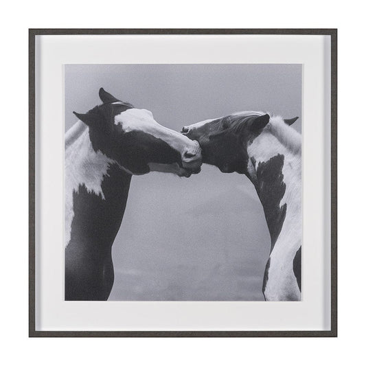 Mercana - Horse Harmony - Nuzzle by Laura Warren a Hand Embellished Framed Art Print Matted under Glass - 15766 view 1
