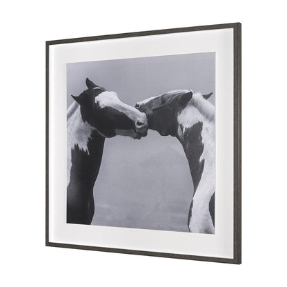 Mercana - Horse Harmony - Nuzzle by Laura Warren a Hand Embellished Framed Art Print Matted under Glass - 15766 view 2