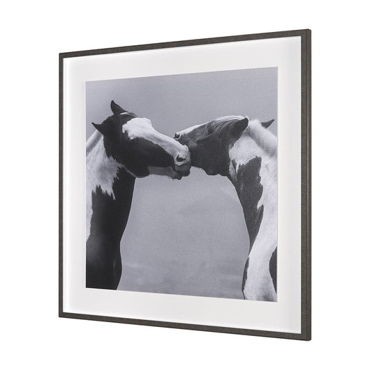 Mercana - Horse Harmony - Nuzzle by Laura Warren a Hand Embellished Framed Art Print Matted under Glass - 15766 view 2
