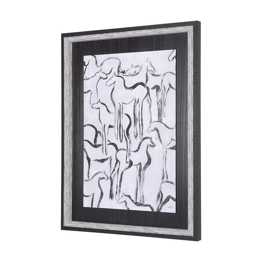 Mercana - Horse Herd I by Mercana Studio a Hand Embellished Textured Framed Art Print - 14374 view 2