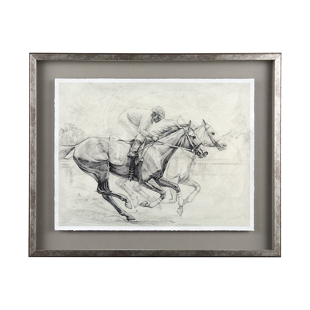 Mercana - Horse Racing I by Mercana Studio a Hand Embellished Textured Framed Art Print Matted under Glass - 13941 view 1