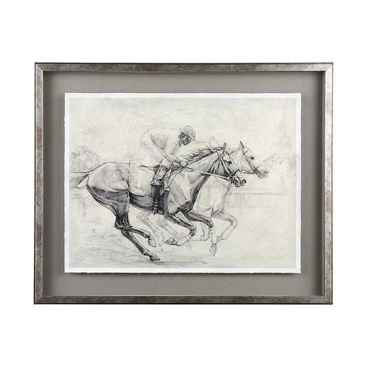 Mercana - Horse Racing I by Mercana Studio a Hand Embellished Textured Framed Art Print Matted under Glass - 13941 view 1