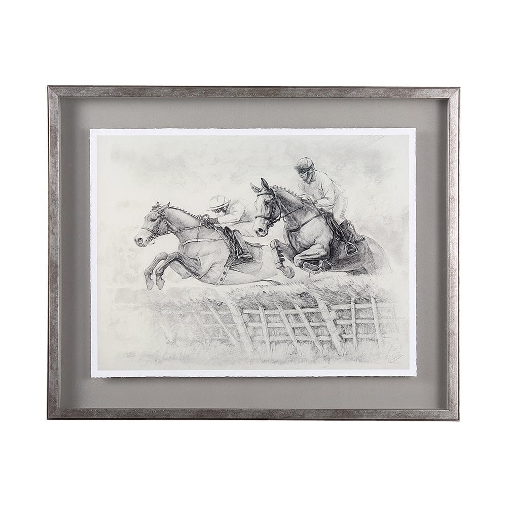 Mercana - Horse Racing II by Mercana Studio a Hand Embellished Textured Framed Art Print Matted under Glass - 13942 view 1
