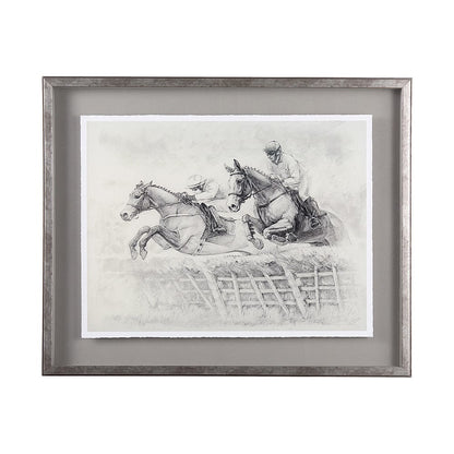 Mercana - Horse Racing II by Mercana Studio a Hand Embellished Textured Framed Art Print Matted under Glass - 13942 view 1