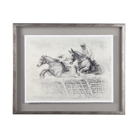 Mercana - Horse Racing II by Mercana Studio a Hand Embellished Textured Framed Art Print Matted under Glass - 13942 view 1