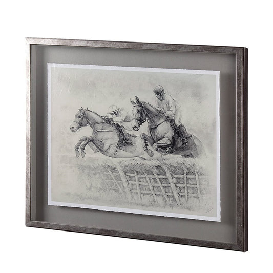 Mercana - Horse Racing II by Mercana Studio a Hand Embellished Textured Framed Art Print Matted under Glass - 13942 view 2