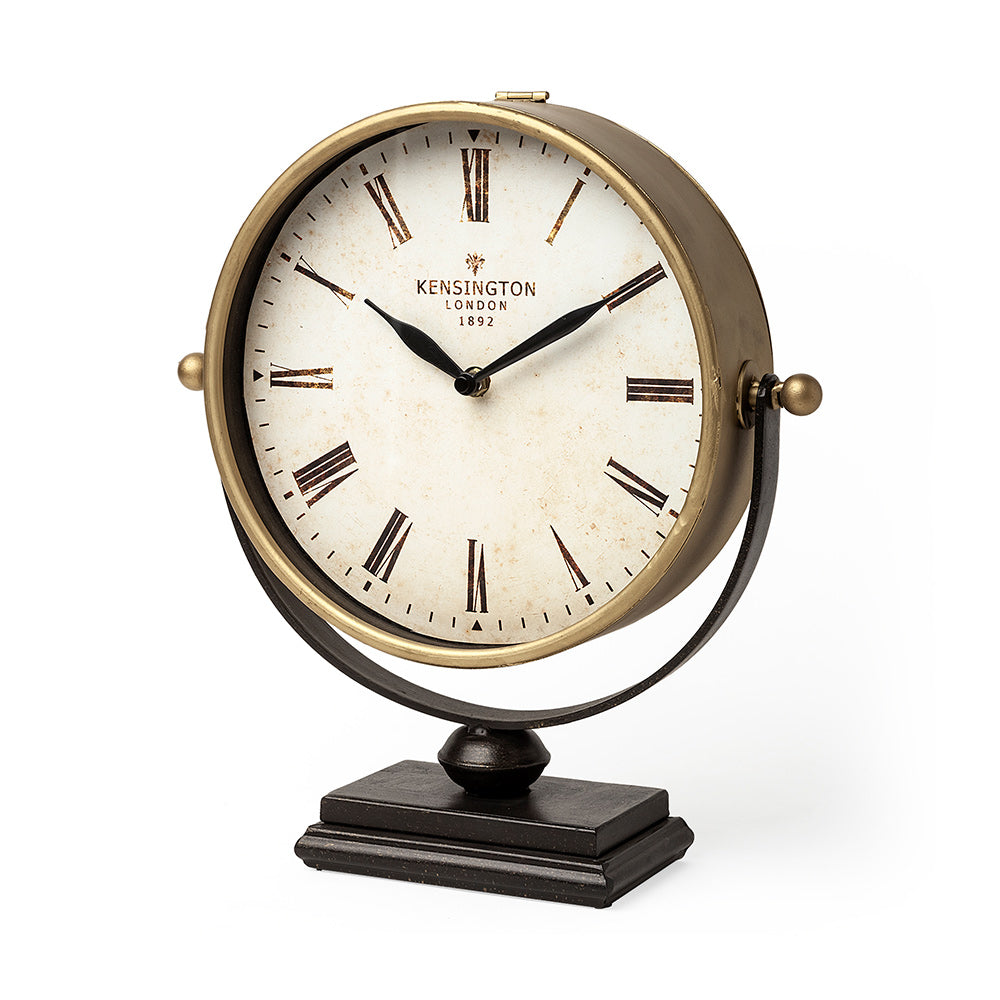 Mercana - Houston Gold Metal Half Moon Base Table Clock - 63102 view 1