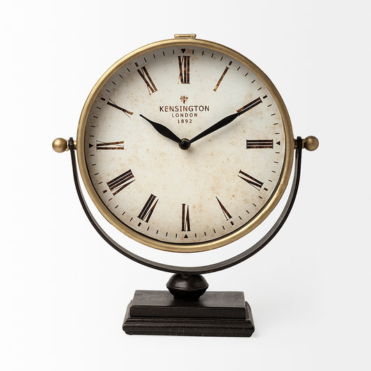 Mercana - Houston Gold Metal Half Moon Base Table Clock - 63102 view 2