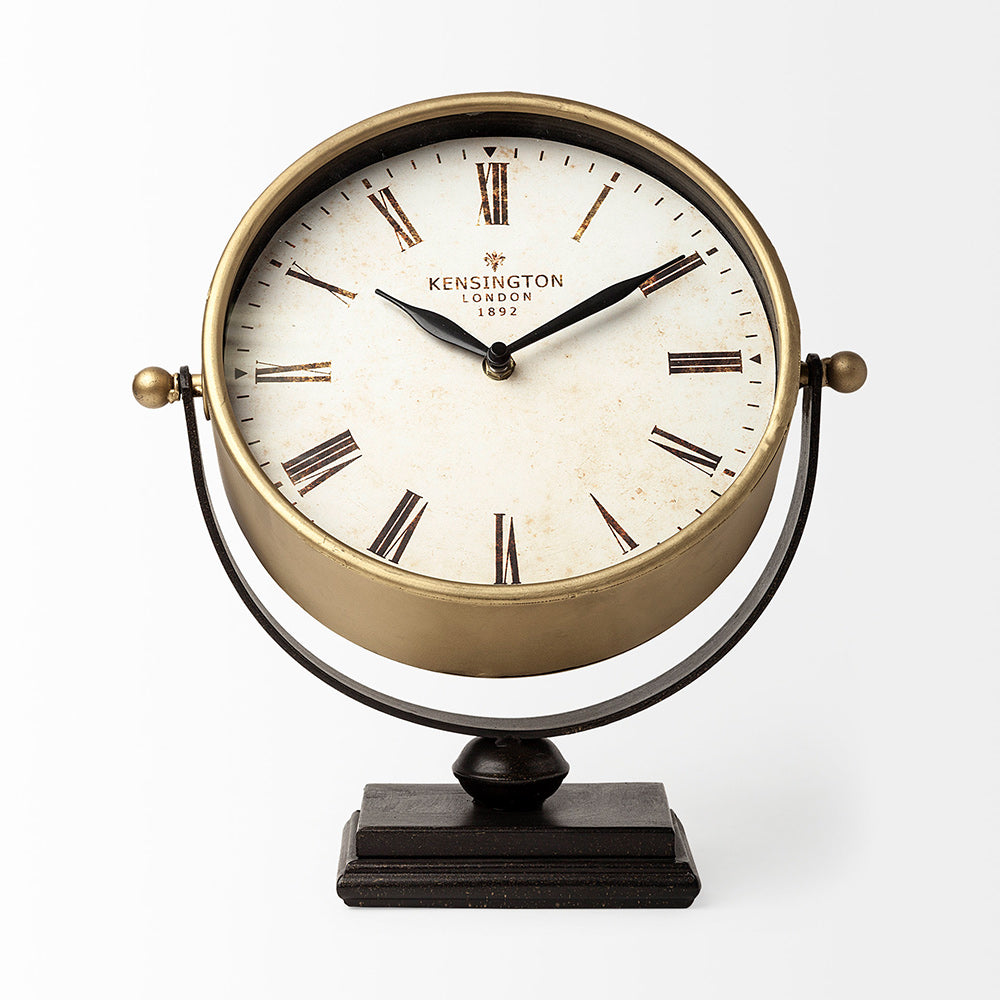 Mercana - Houston Gold Metal Half Moon Base Table Clock - 63102 view 5