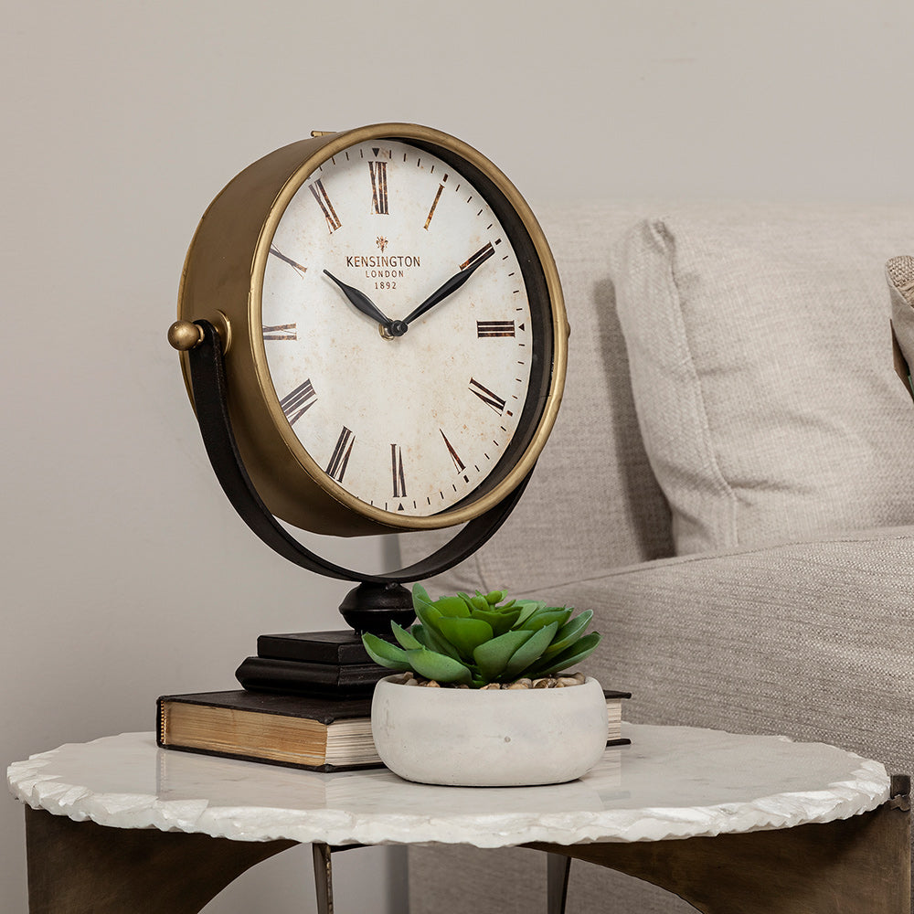 Mercana - Houston Gold Metal Half Moon Base Table Clock - 63102 view 11