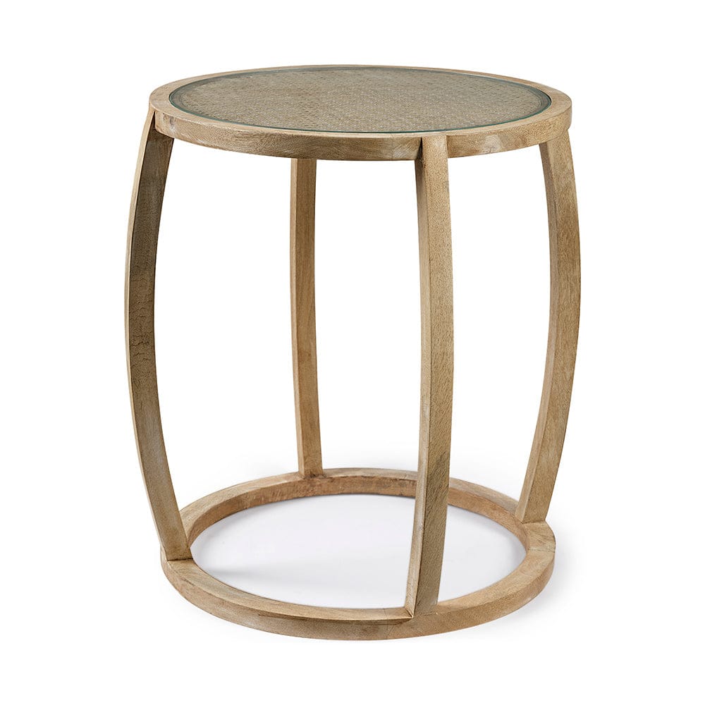 Mercana - Hubbard I 22L x 22W Light Brown Wood Round Top W/Glass Accent Table - 68502 view 1