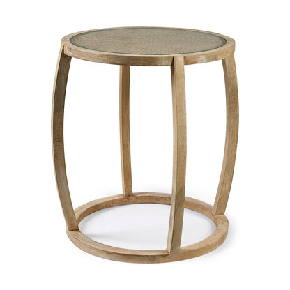 Mercana - Hubbard I 22L x 22W Light Brown Wood Round Top W/Glass Accent Table - 68502 view 1