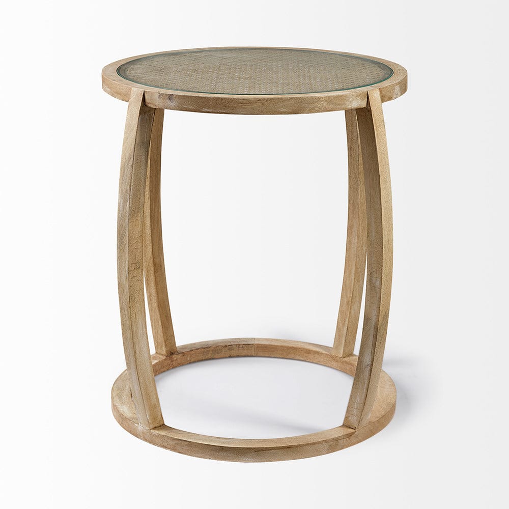 Mercana - Hubbard I 22L x 22W Light Brown Wood Round Top W/Glass Accent Table - 68502 view 2