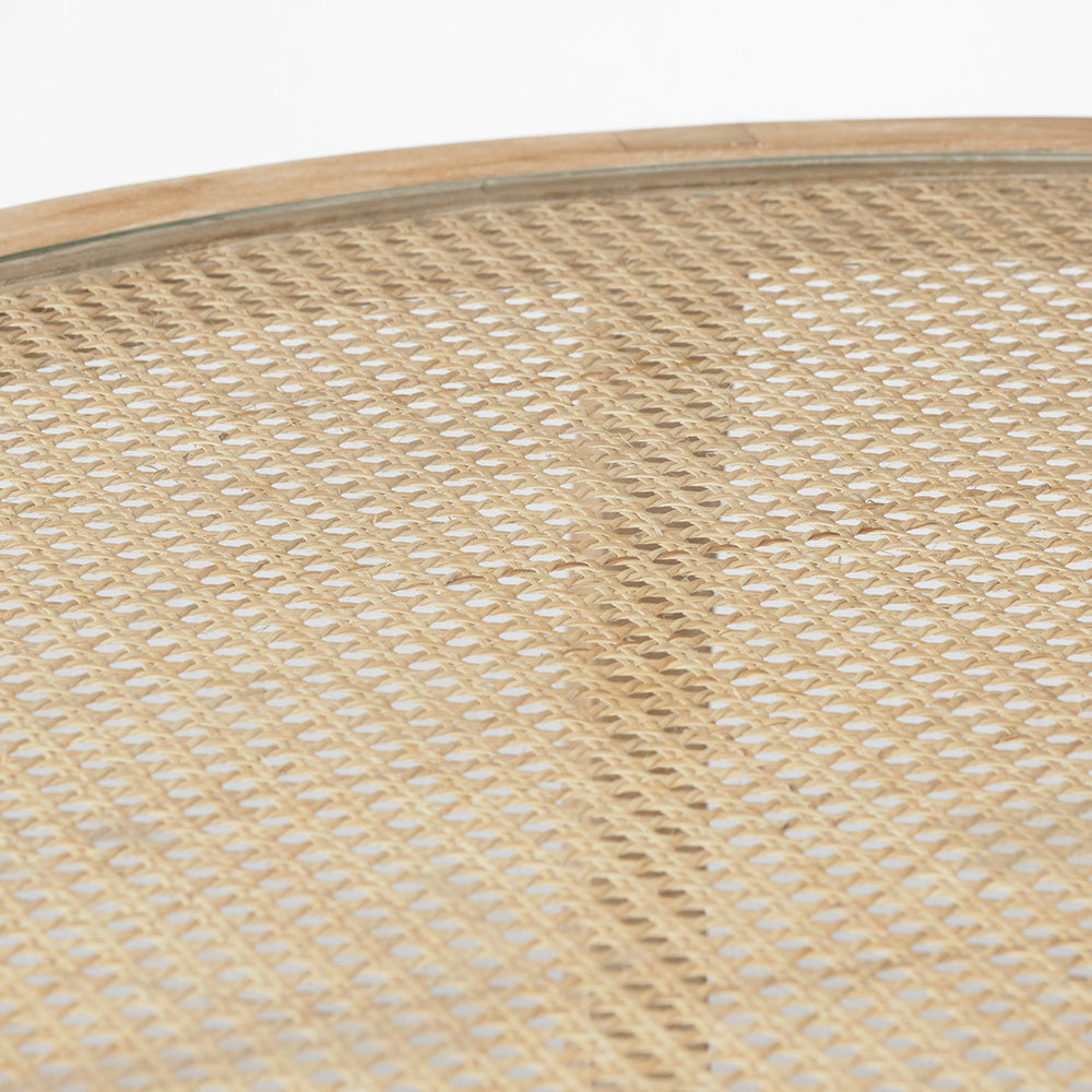 Mercana - Hubbard Round Woven Cane w/Glass Top Solid Wood Base Coffee Tables (Set of 2) - 68503 view 3