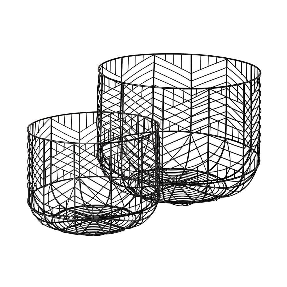 Mercana - Idris Black Metal Geometric Mesh Bowls (Set of 2) - 68949_CLOSEOUT view 1